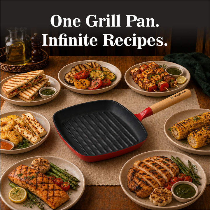 Cast Craft Platinum Grill Pan 24 cm, Even Heating &amp; Healthy Grilling