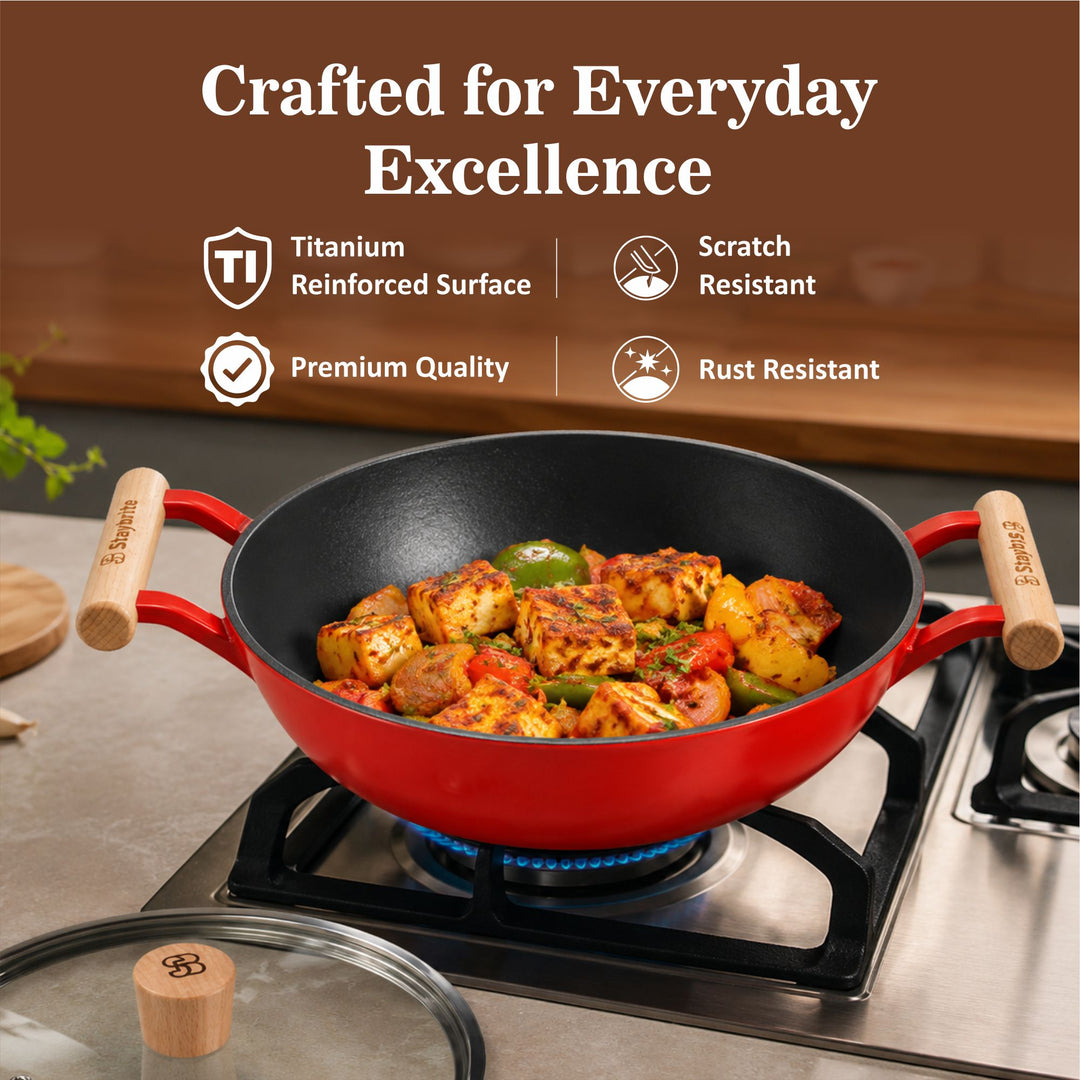 Cast Craft Platinum Kadai, 24 cm for Everyday Kitchen Use