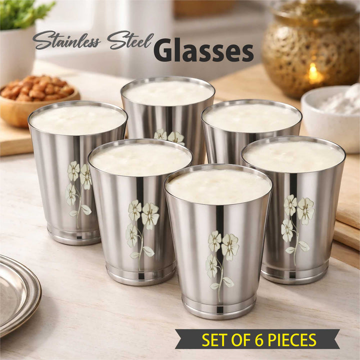 Staybrite Stainless Steel Pari Glass Set of 6 - 300 ml, High Grade Steel
