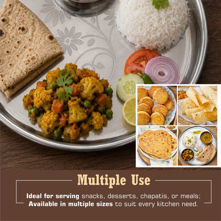 Staybrite Stainless Steel NP Breading Thali Set of 6 | Dinner Thali Set