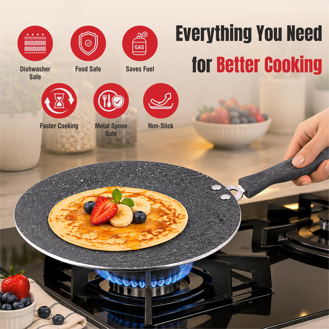 Staybrite Marblo Coated Concave Tawa | Even &amp; Healthy Cooking