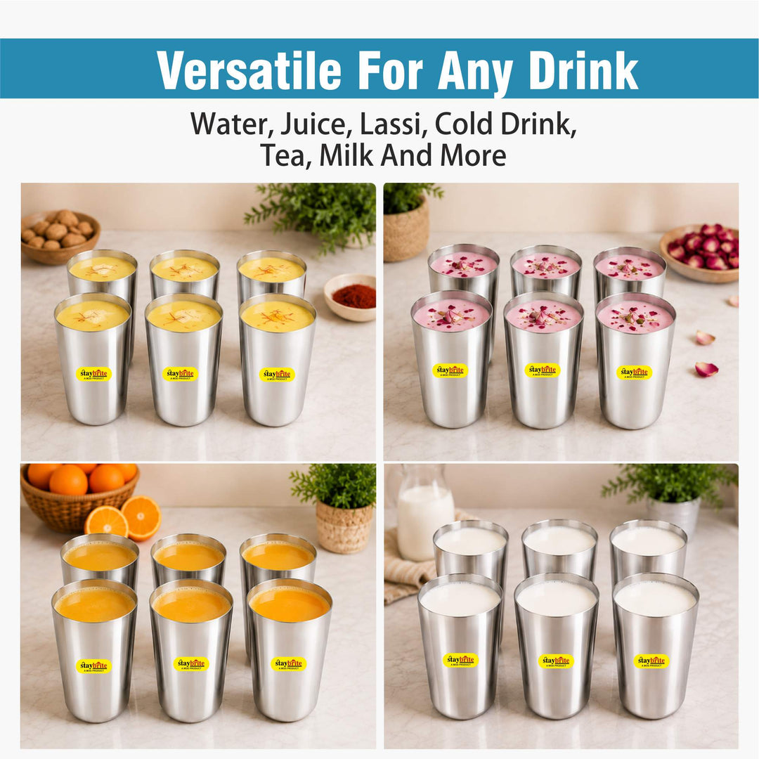 Staybrite Stainless Steel Ice Glass Set of 6 | Durable &amp; Stylish