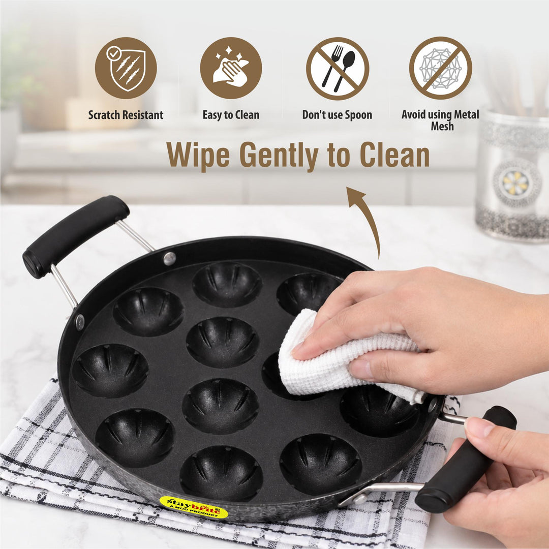 Staybrite Non-Stick Appam Pan with Steel Lid 20 CM | Appam Maker