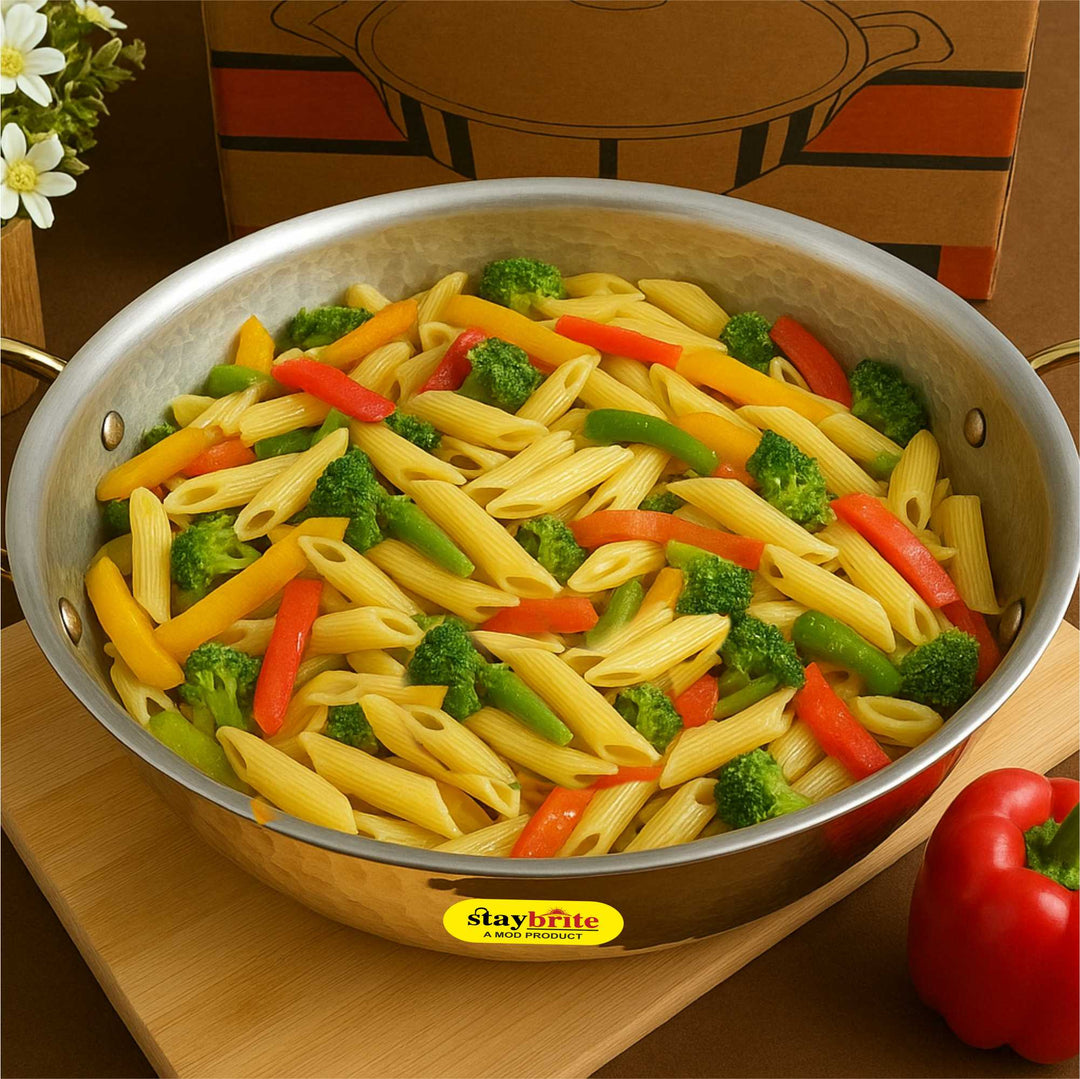 Brass Lid Kadhai – Traditional Indian Wok with Brass Lid | Staybrite Cookware