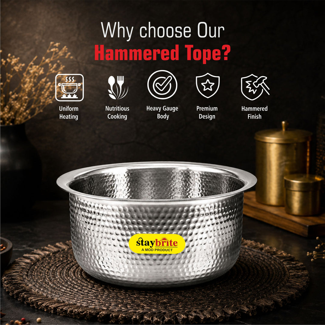 Triply Hammered Tope – 3-Ply Stainless Steel Tope for Even Heating &amp; Healthy Cooking