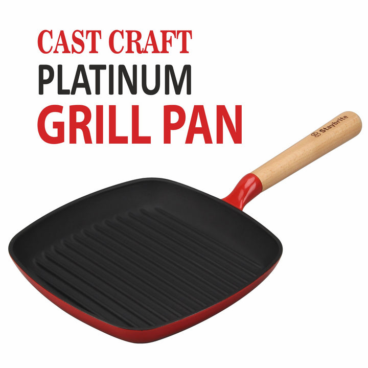 Cast Craft Platinum Grill Pan 24 cm, Even Heating &amp; Healthy Grilling
