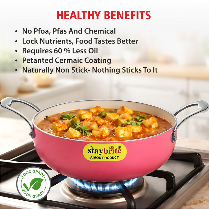 Ceramic Coated  Kadahi – PFOA Free Deep Kadhai for Daily Cooking