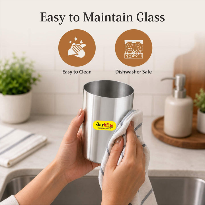 Staybrite Stainless Steel Amrapali Glass Set of 6 | Mirror Finish