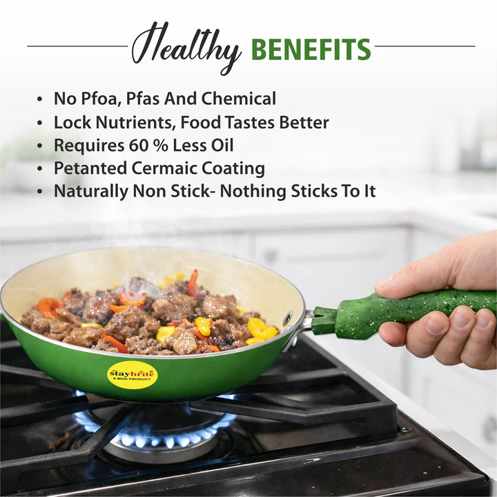 Ceramic Coated Taper Frypan for Healthy Low-Oil Cooking