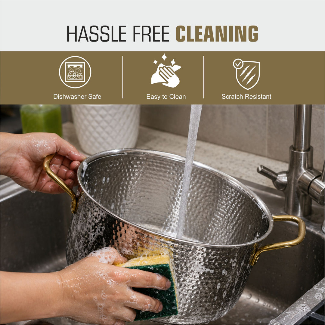 Triply Hammered  Stock Pot | 3-Ply Stainless Steel Stock Pot for Even &amp; Healthy Cooking