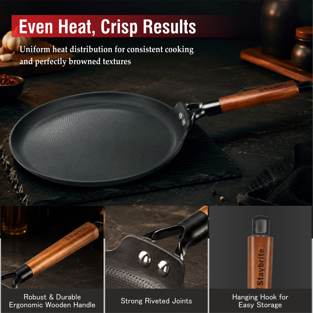 Cast Craft Honeycomb 26 cm Roti Tawa, Durable &amp; Easy Cooking