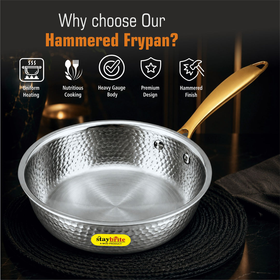 Triply Mathar Frypan – 3-Ply Stainless Steel Fry Pan for Even Heat &amp; Healthy Cooking