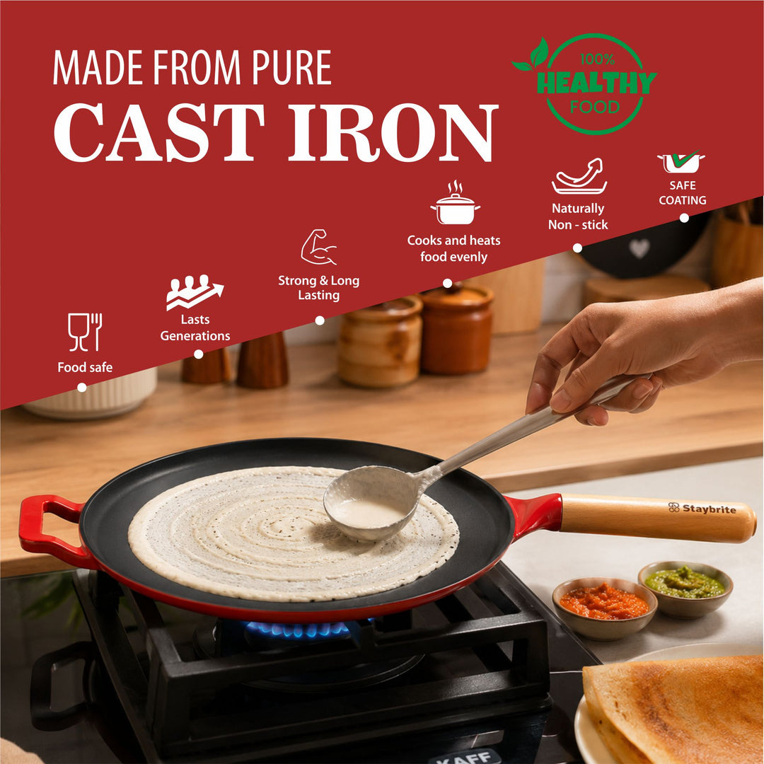 Cast Craft Platinum 28 cm Tawa, Durable &amp; Easy Cooking