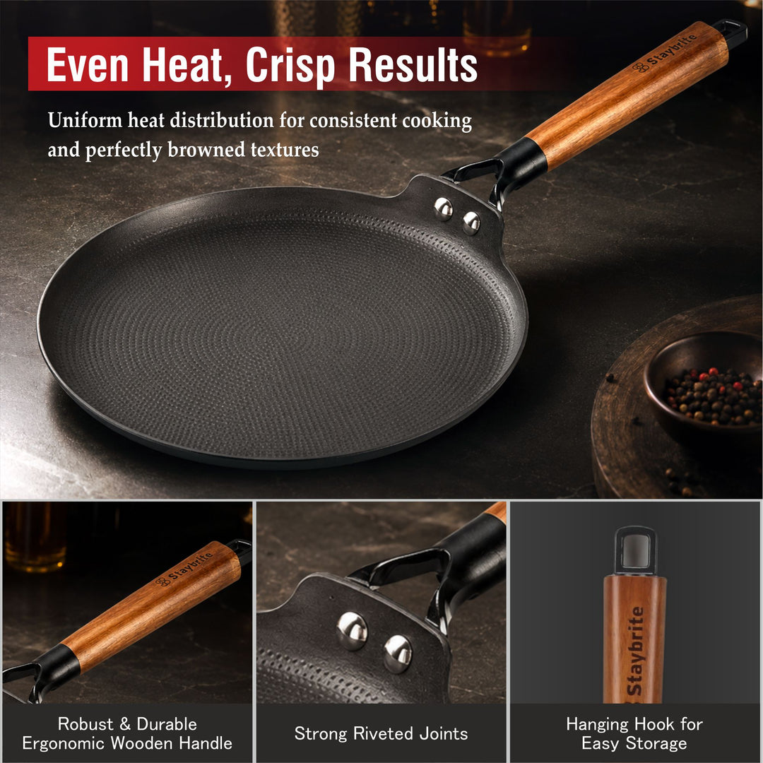 Cast Craft Honeycomb 28 cm Dosa Tawa, Perfect Crispy Dosas Every Time