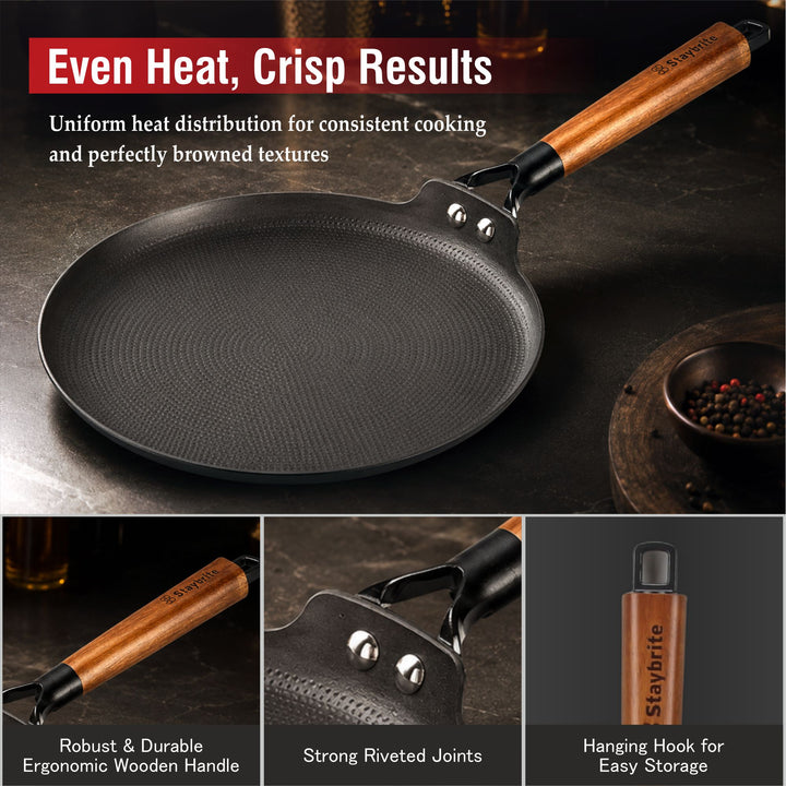 Cast Craft Honeycomb 28 cm Dosa Tawa, Perfect Crispy Dosas Every Time