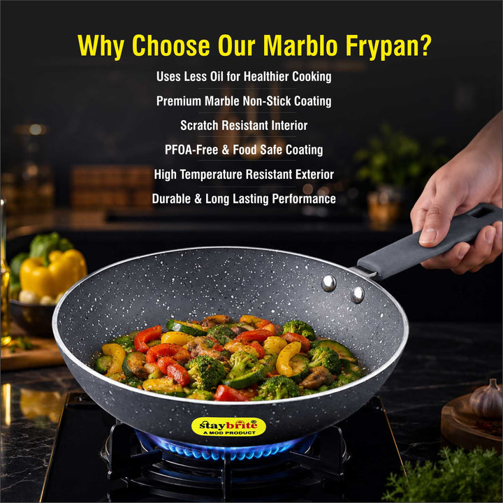 Staybrite Marble Coated Smart Frypan Without Lid | Easy to Clean