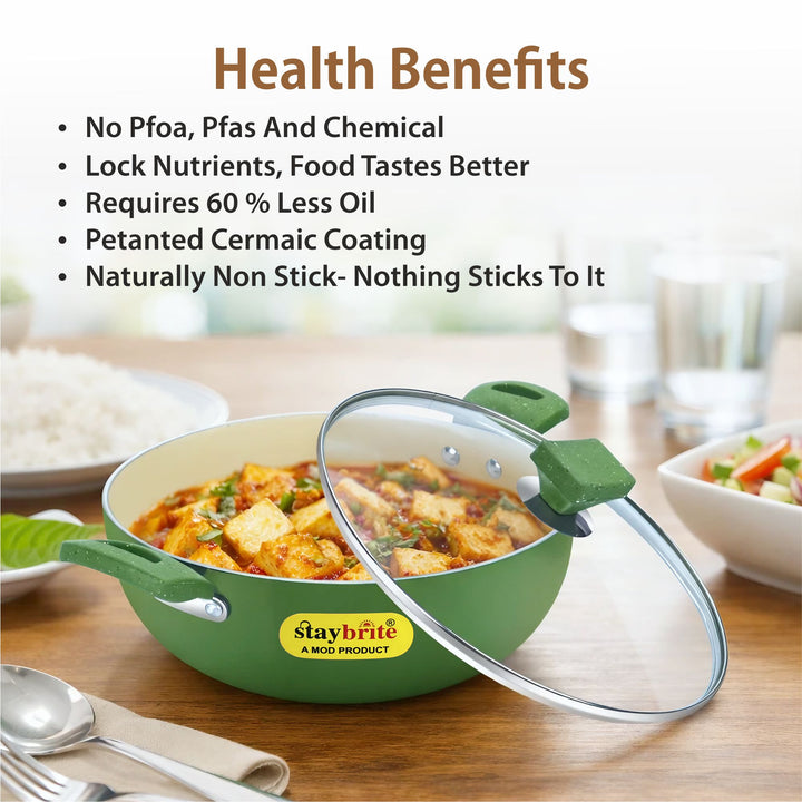 Ceramic Coated  Kadahi – PFOA Free Deep Kadhai for Daily Cooking
