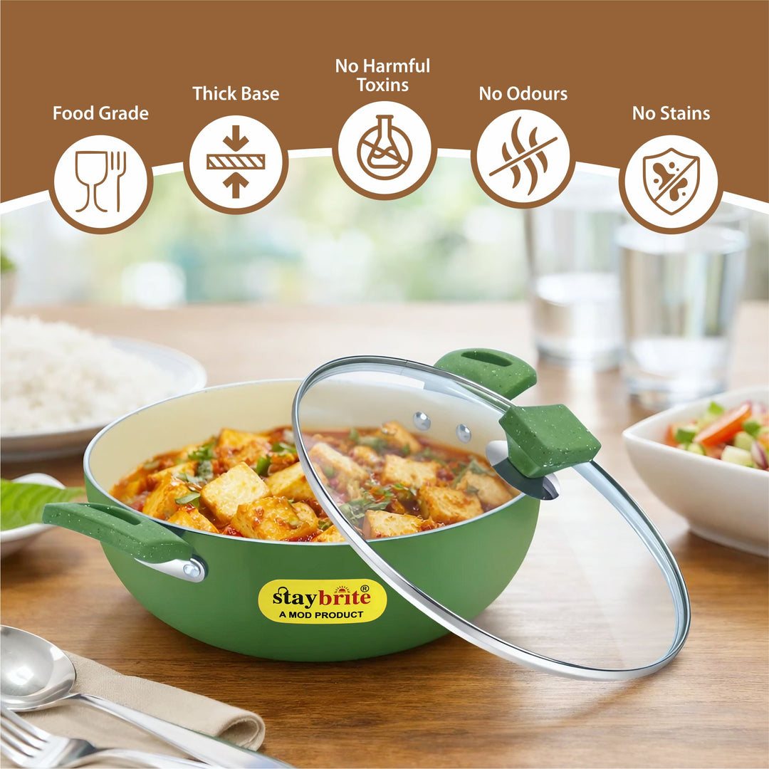 Ceramic Coated  Kadahi – PFOA Free Deep Kadhai for Daily Cooking