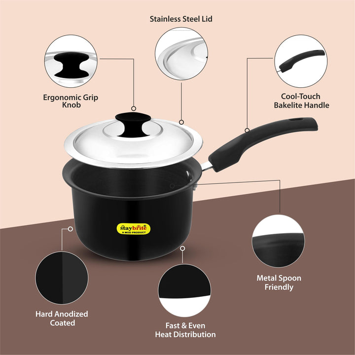 Staybrite Hard Anodized Saucepan | Premium Cooking Pan