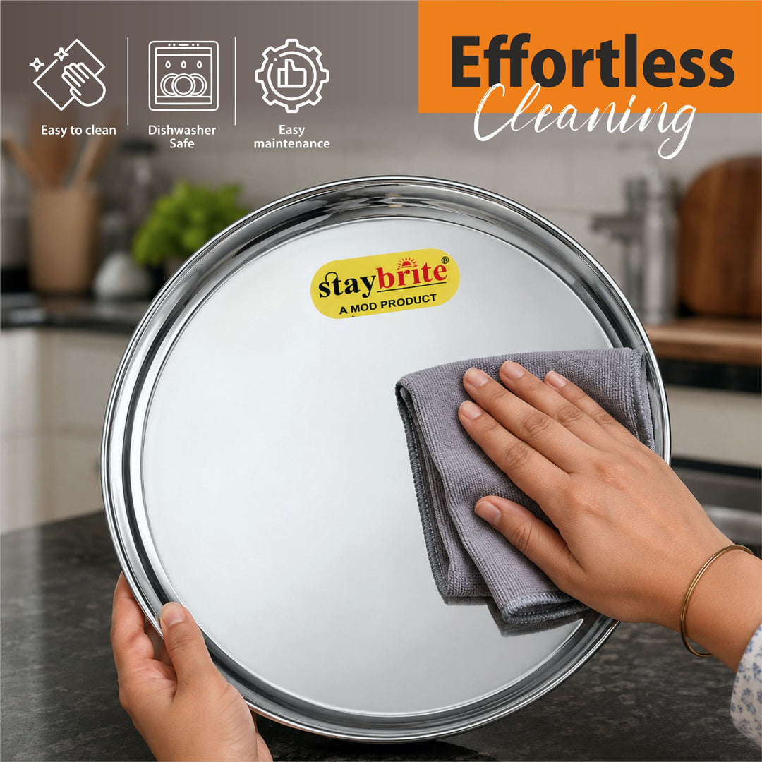Staybrite Stainless Steel Kanchan Begi Plate Set of 6 | Dinner Plate Set