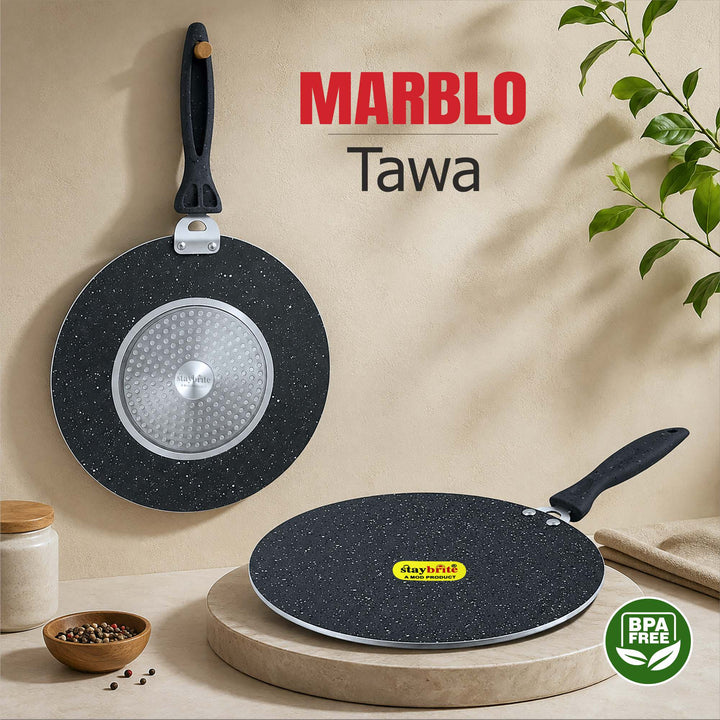 Staybrite Marblo Coated Concave Tawa | Even &amp; Healthy Cooking