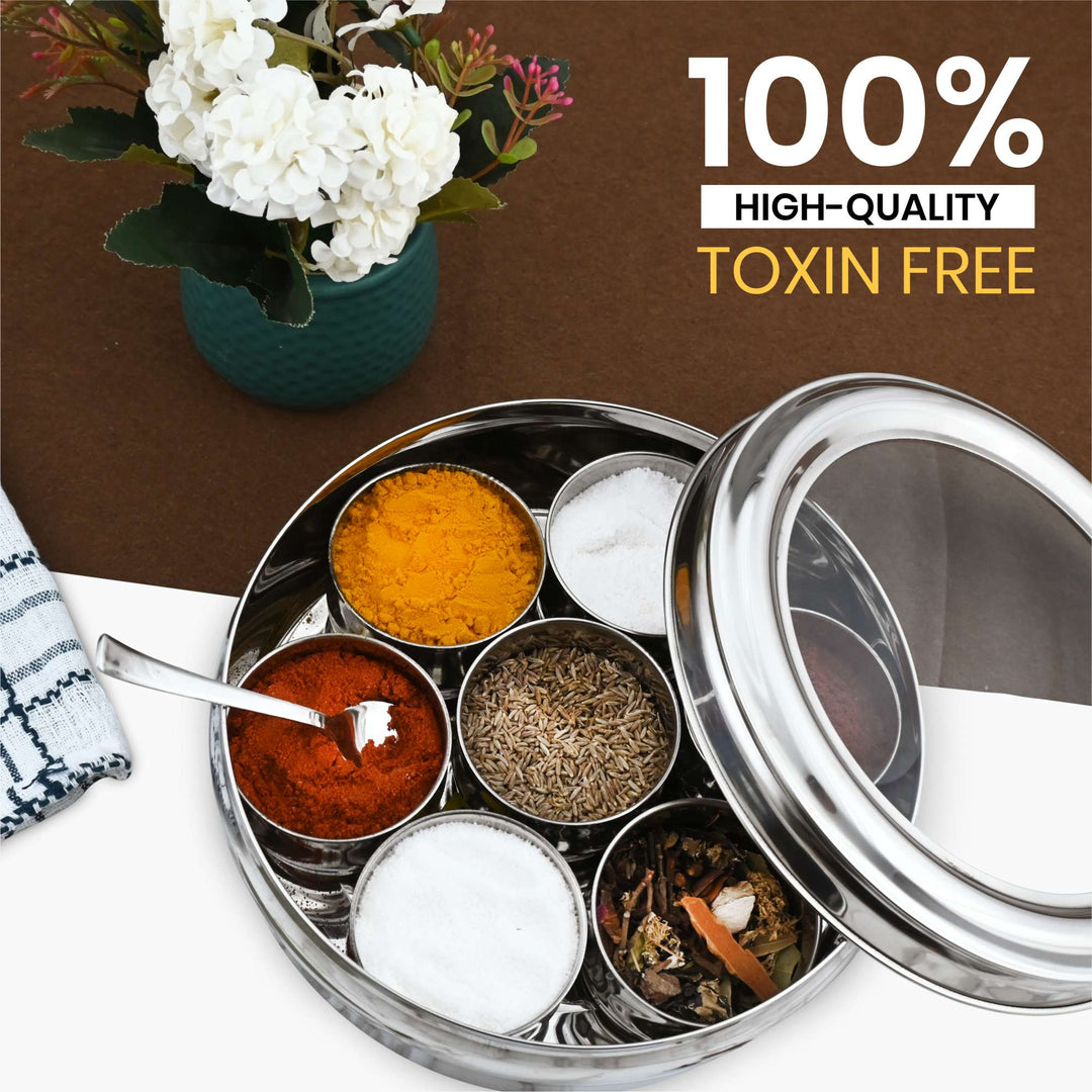 Staybrite Stainless Steel See Through Masala Box | Spice Box for Kitchen