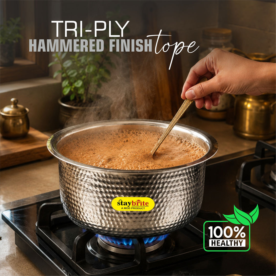 Triply Hammered Tope – 3-Ply Stainless Steel Tope for Even Heating &amp; Healthy Cooking