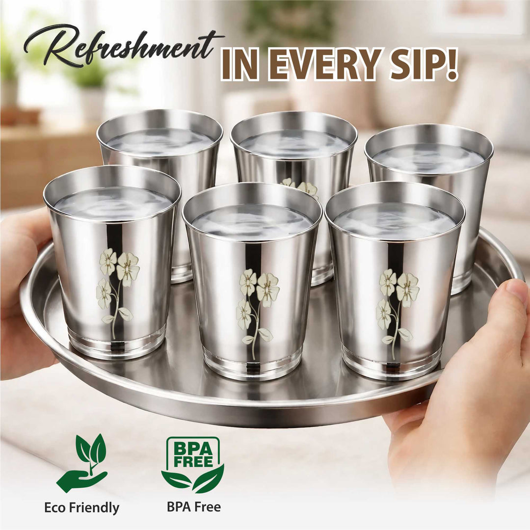 Staybrite Stainless Steel Pari Glass Set of 6 - 300 ml, High Grade Steel