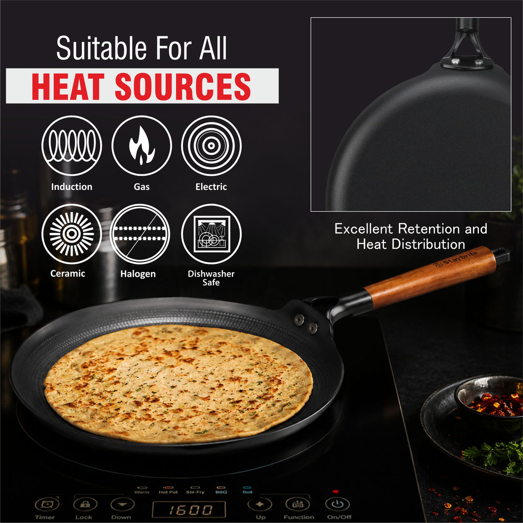 Cast Craft Honeycomb 26 cm Roti Tawa, Durable &amp; Easy Cooking