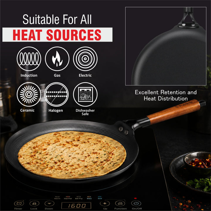 Cast Craft Honeycomb 26 cm Roti Tawa, Durable &amp; Easy Cooking