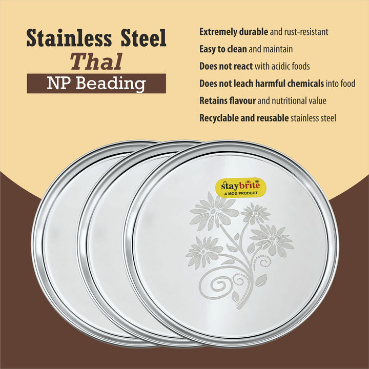 Staybrite Stainless Steel NP Breading Thali Set of 6 | Dinner Thali Set