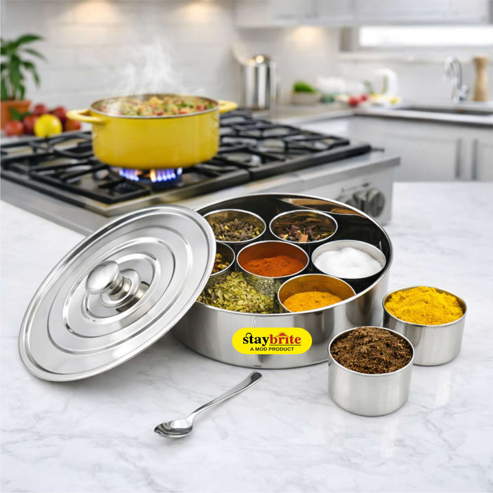Staybrite Stainless Steel Classic Masala Box | Spice Storage Container