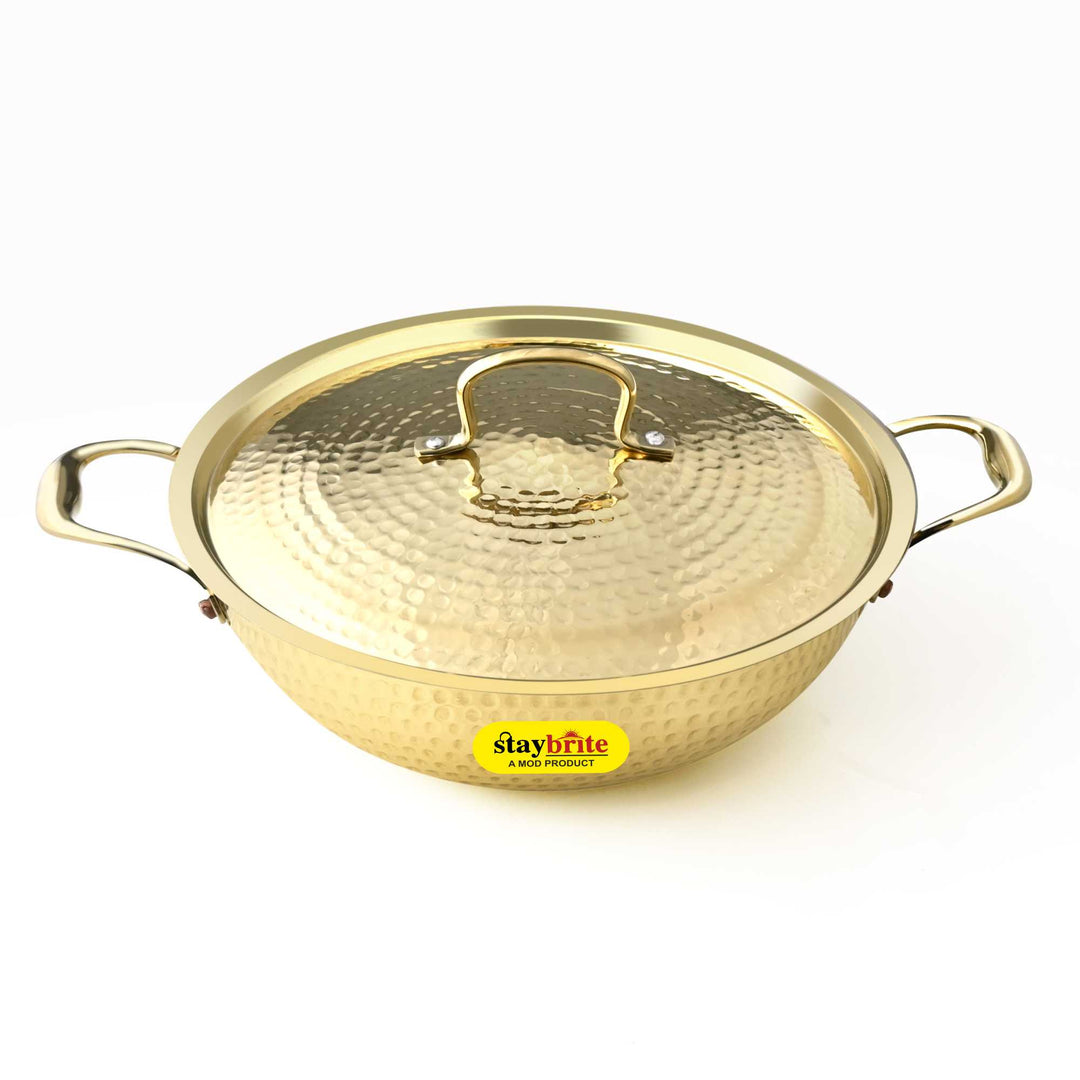 Brass Lid Kadhai – Traditional Indian Wok with Brass Lid | Staybrite Cookware