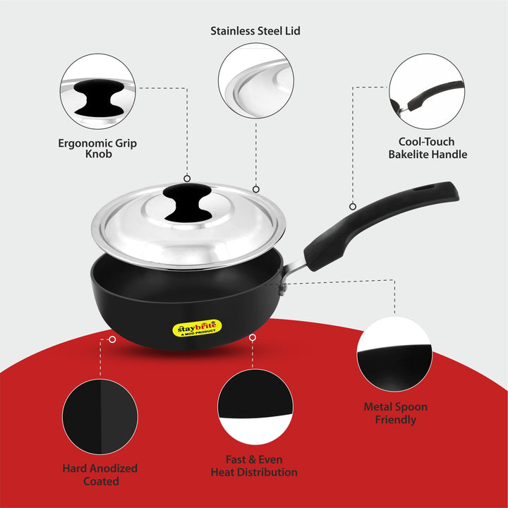 Staybrite Hard Anodized Frypan with Lid | Durable Frying Pan