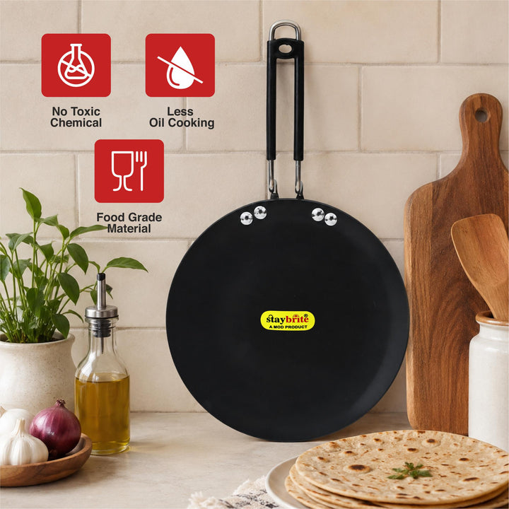 Staybrite Hard Anodized Roti Tawa | Extra Heavy Tawa for Soft Rotis