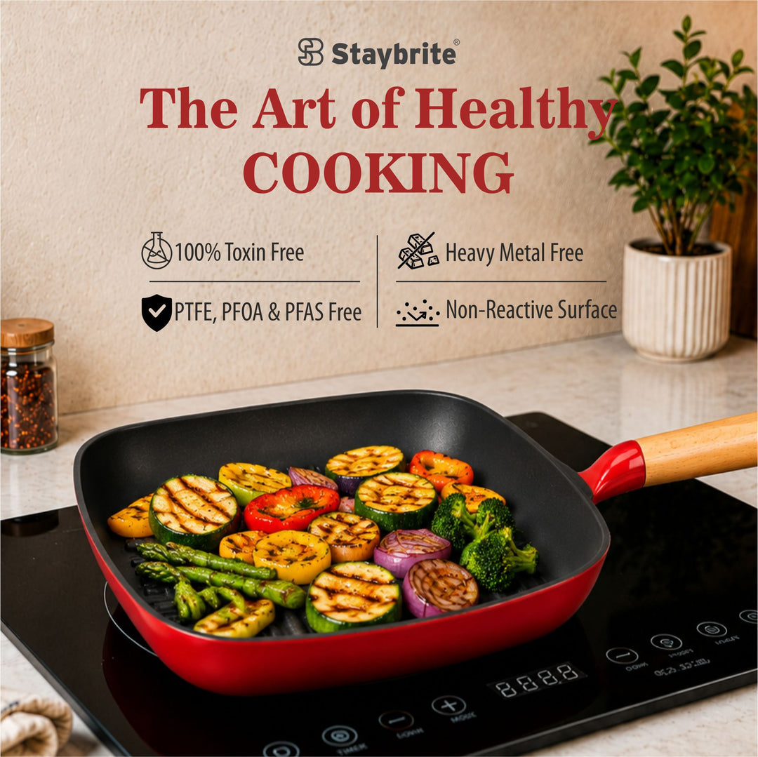 Cast Craft Platinum Grill Pan 24 cm, Even Heating &amp; Healthy Grilling