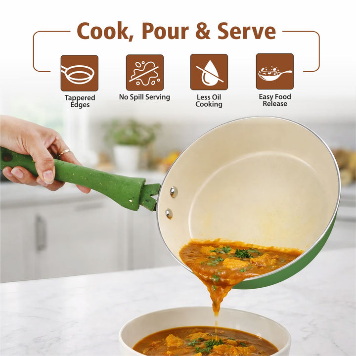 Ceramic Coated Taper Frypan for Healthy Low-Oil Cooking