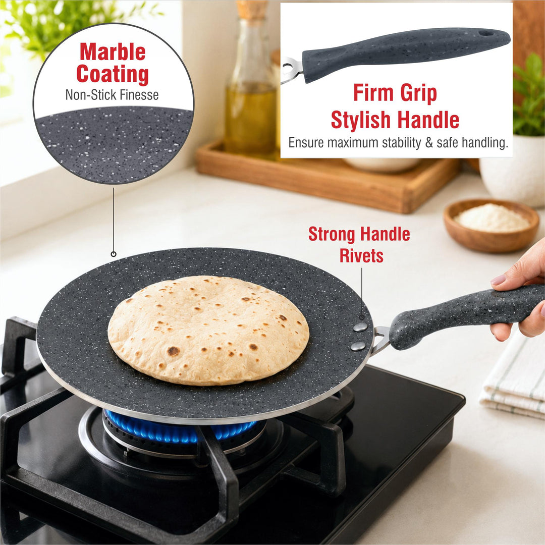 Staybrite Marblo Coated Concave Tawa | Even &amp; Healthy Cooking