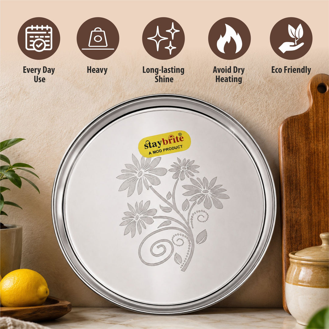 Staybrite Stainless Steel NP Breading Thali Set of 6 | Dinner Thali Set