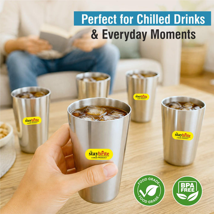 Staybrite Stainless Steel Ice Glass Set of 6 | Durable &amp; Stylish