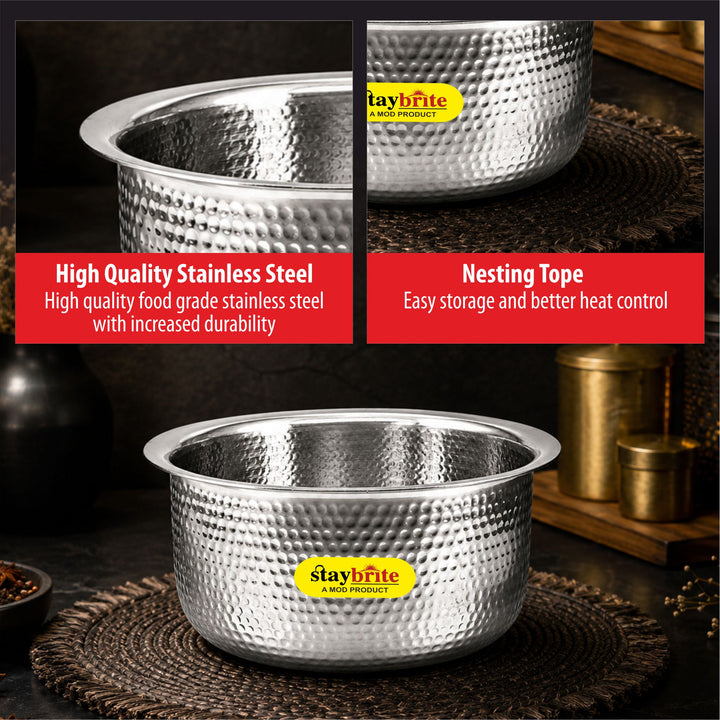 Triply Hammered Tope – 3-Ply Stainless Steel Tope for Even Heating &amp; Healthy Cooking