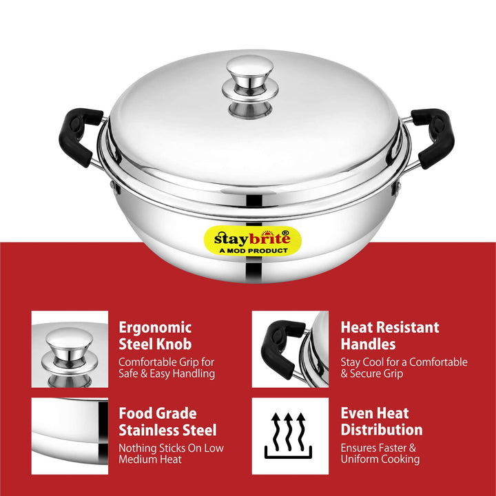 Staybrite - Stainless Steel Multi Purpose 28 cm 3 in 1 Kadai