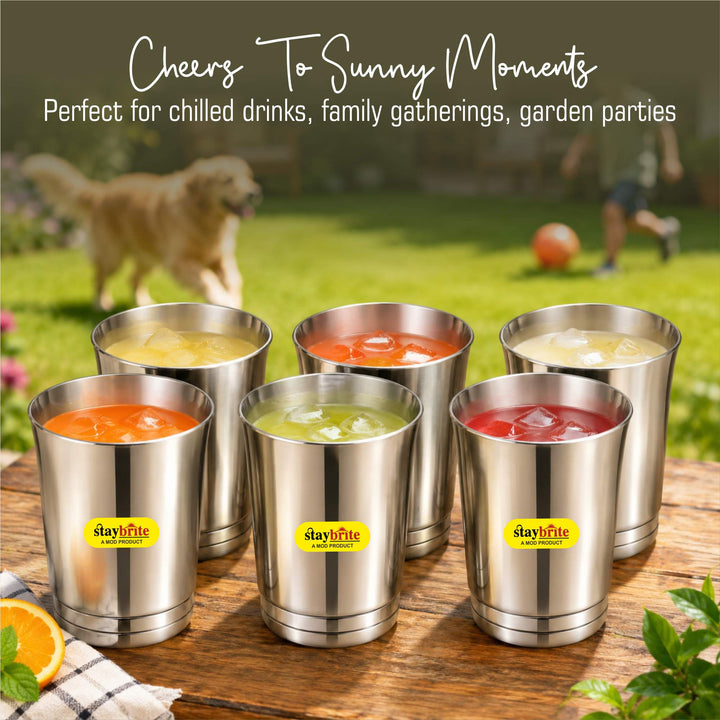 Staybrite Stainless Steel Pari Glass Set of 6, 8 CM - 300 ML, High Grade Steel