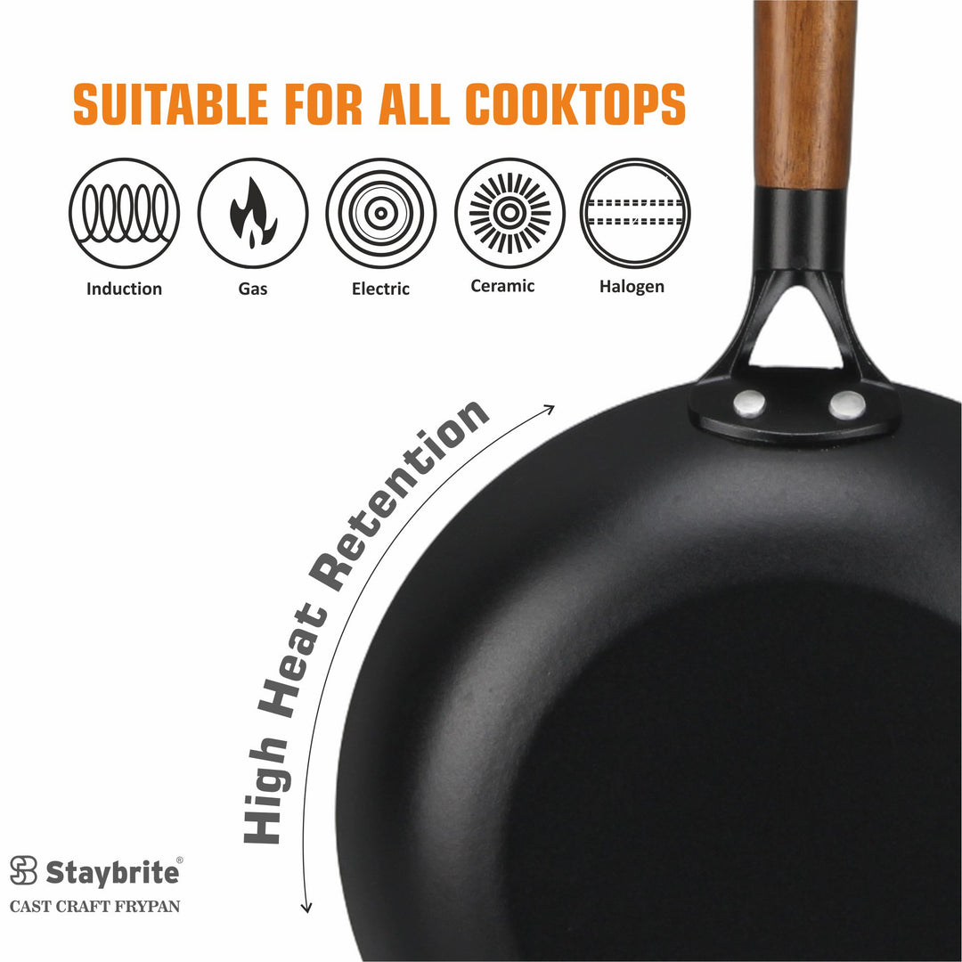 Cast Craft Honeycomb Frypan, Superior Heat Retention for Daily Cooking