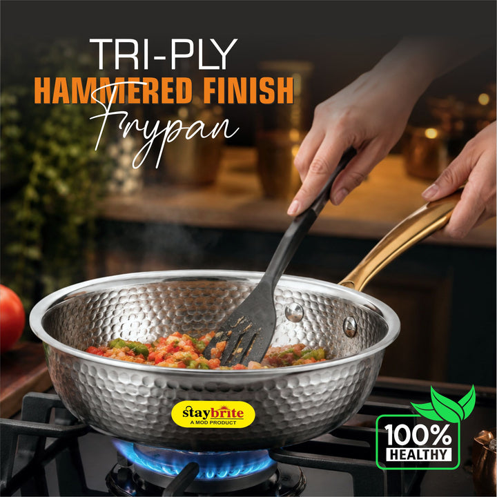 Triply Mathar Frypan – 3-Ply Stainless Steel Fry Pan for Even Heat &amp; Healthy Cooking