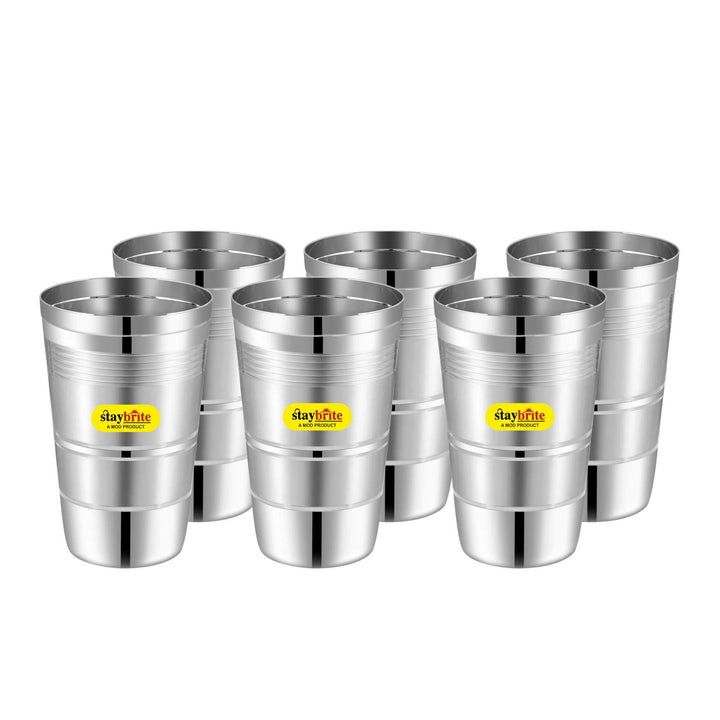 Staybrite Stainless Steel Jumbo Lassi Glass Set of 6 | 650 ML