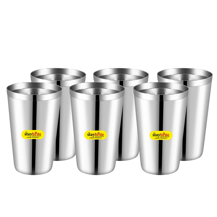Staybrite Stainless Steel Jumbo Lassi Glass Set of 6 | 650 ML
