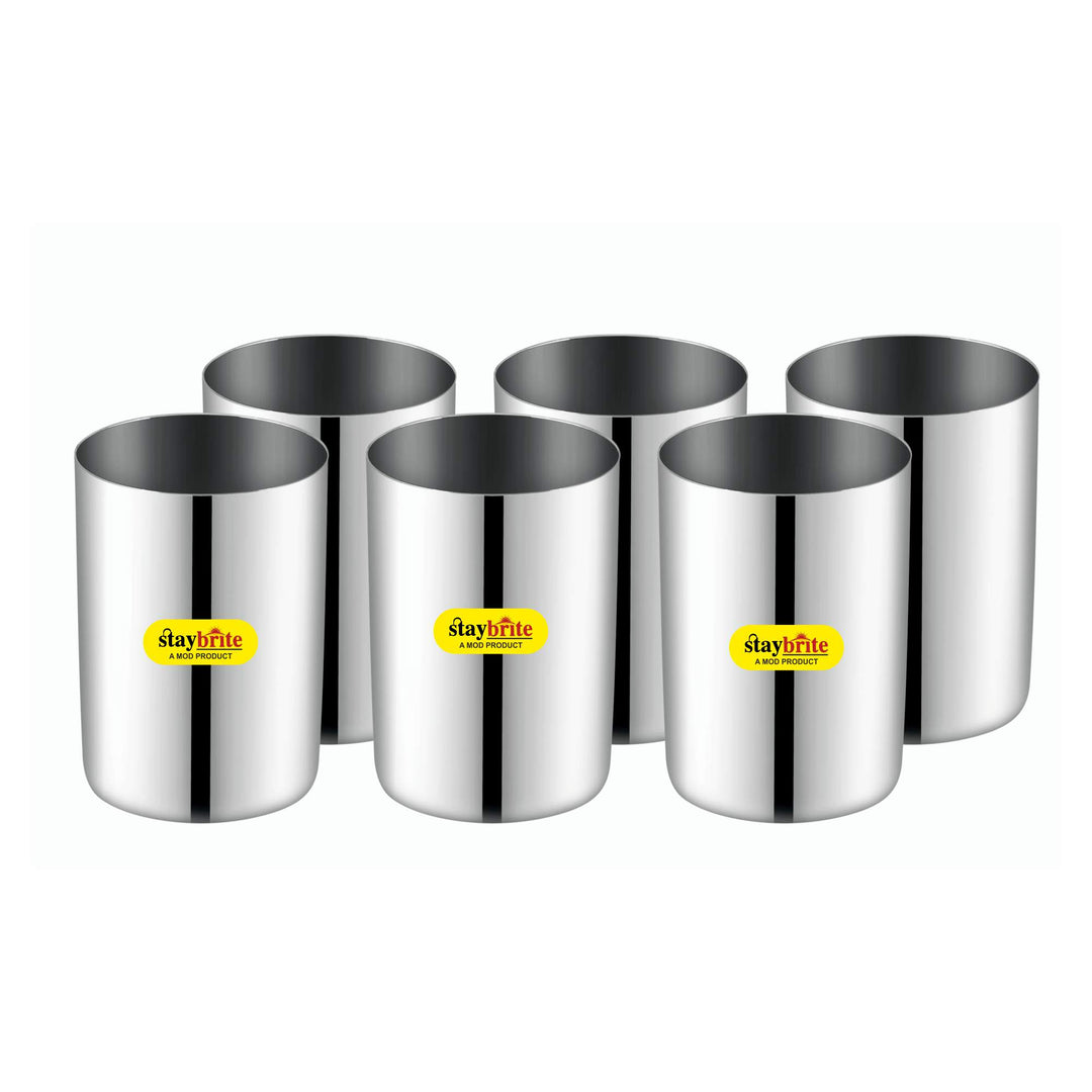 Staybrite Stainless Steel Amrapali Glass Set of 6 | Mirror Finish