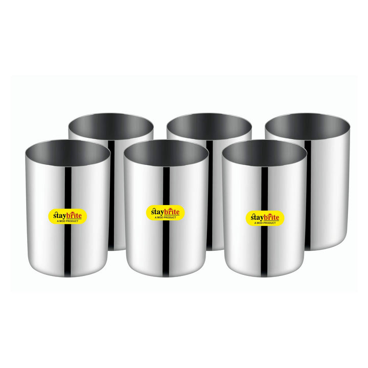 Staybrite Stainless Steel Amrapali Glass Set of 6 | Mirror Finish