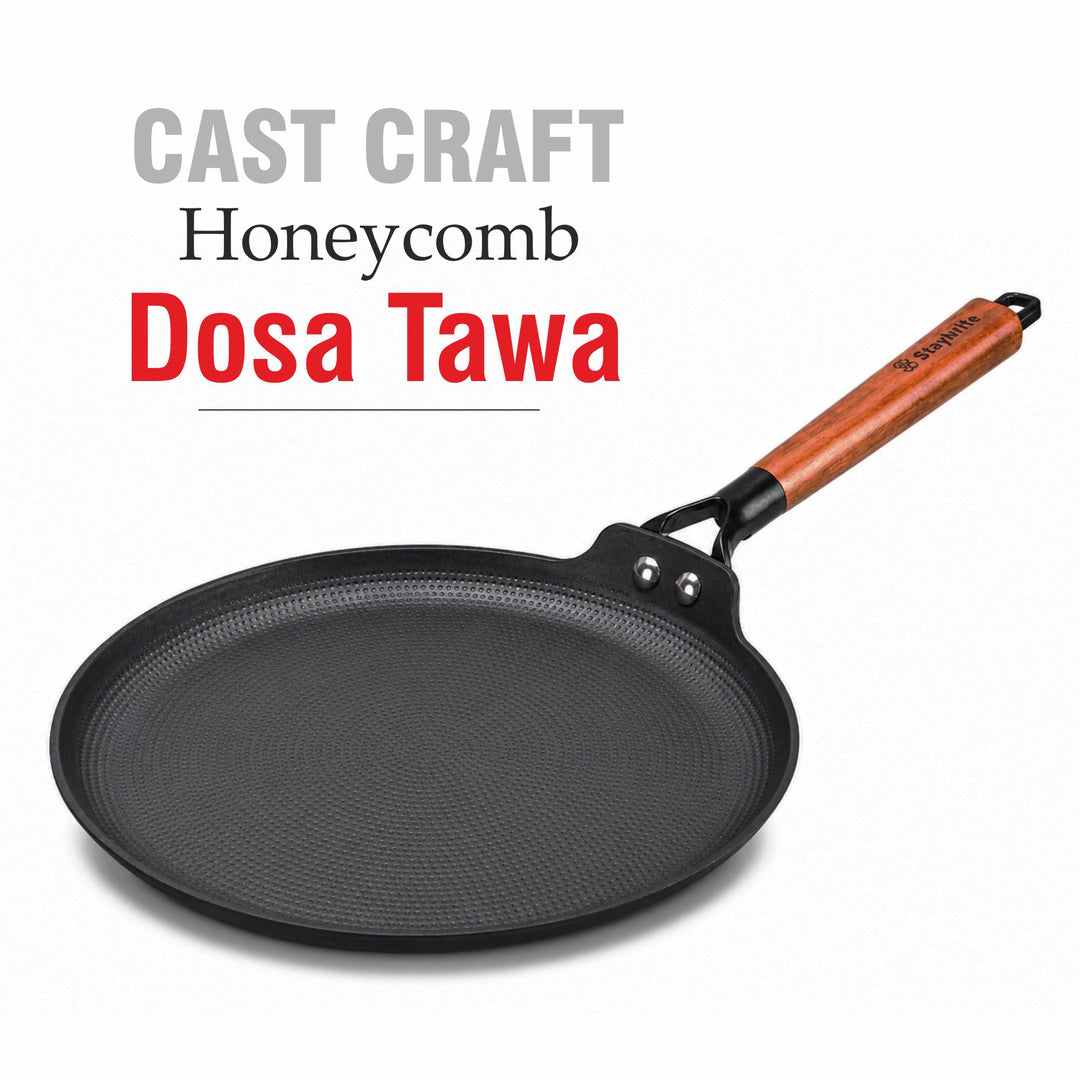Cast Craft Honeycomb 28 cm Dosa Tawa, Perfect Crispy Dosas Every Time
